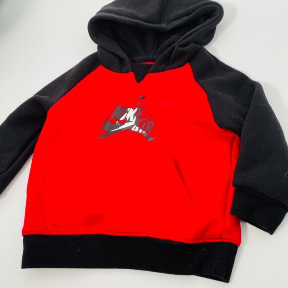 Jordan Hoodie Toddler Black Red Nike Air Hooded Sweat Shirt Size 18M - Picture 6 of 7